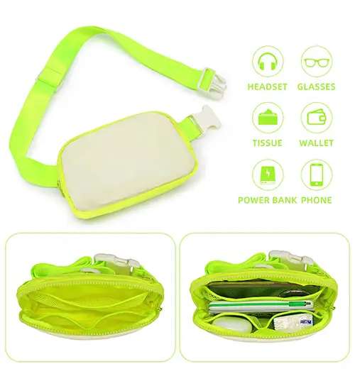 Neon Reflective Waist Bag with Adjustable Strap and High-Visibility Design